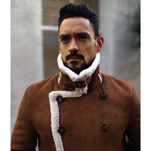 Zara Unisex Shearling Coat With Faux Fur Interior